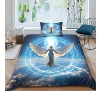 BLUEZY Ange Housse De Couette,Ensemble De Literie,Parure De Lit,Déesse Housses De Couettes 3D,Literie Junior avec Taie d'oreiller (2 Pcs) avec Taies d'oreiller Single(135x200cm)