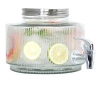 BLUEZY Distributeur De Boissons pour Réfrigérateur 2,8 L, Fontaine A Eau Distributeur De Boissons en Verre avec Robinet Résistant, Jarre Cocktail, Pot De Jus avec Couvercle