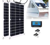 BLUEZY Module Solaire Monocristallin, Kit Panneau Solaire 30W 18V (15 W X 2 Pièces) Panneau Solaire Flexible Solaire Panneau Photovoltaique Conversion Élevée pour La Maison, Le Camping 100A