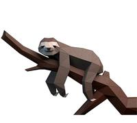 BLUEZY Origami 3D, Sloth on The Tree 3D Paper Model Animal Sculpture DIY Gift Sloth Origami Papercraft Wall Decor 3D Animal Head Not A Finished Model, Décoration D'intérieur A