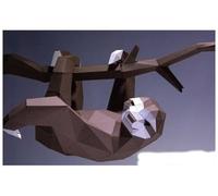 BLUEZY Origami 3D, Sloth on The Tree 3D Paper Model Animal Sculpture DIY Gift Sloth Origami Papercraft Wall Decor 3D Animal Head Not A Finished Model, Décoration D'intérieur B