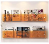 BLUEZY Porte Revue Présentoir à Brochures, Etagère Murale Flottante en Acrylique Transparent, étagère Murale Suspendue pour Magazines Etagere Murale Enfant, Tablette Murale avec vis B,80cm/31.5"