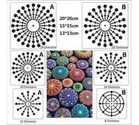BLUGUL Pochoirs Mandala, Mandala Dotting Stencils, Moule de Peinture, pour DIY Décor, Aérographe, Pierre, Art Mural, Toile, Meubles en Bois, Toile Séries B 6 Pièces