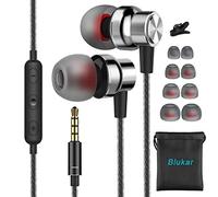 Blukar Écouteurs Intra-Auriculaires, Écouteurs Intra-Auriculaires Filaires avec Microphone & Contrôle du Volume, Deep Bass, Anti-Bruit Casque Ergonomique pour iPhone, Smartphones Android, MP3 etc.