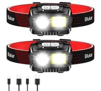 Blukar Lampe Frontale Rechargeable 2 Pack 2000L Super Lumineux IPX5 Étanche