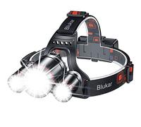 Blukar Lampe Frontale Rechargeable, 8000L Super Lumineux Étanche Léger Torche Frontale LED Puissante avec Voyant Rouge, 5 Modes d'éclairage & Zoomable & 90° Réglable pour Course/Camping/Pêche