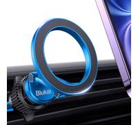 Blukar Support Téléphone Voiture pour Magsafe, [20xN52 Aimants] Porte Telephone 360°Rotation, Support Téléphone à Grille d'Aération Stable pour iPhone 16/15/14/13-Bleu