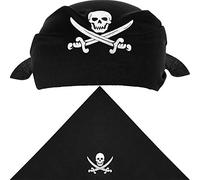 Blulu 12 Pièces Bandana de Pirate Bandana de Capitaine de Pirate Noir pour Fête à Thème de Pirate, Faveurs de Fête d’Halloween et Enfants (Style A)