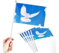 Blulu 12 Pièces Drapeaux de Colombe de Paix 14 x 21 cm Drapeau à Main de Paix Petit Drapeau Décoratif en Polyester Drapeau à Main Colombe de Paix pour Décoration Intérieure Extérieure Festival