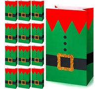 Blulu 30 Pièces Sac de Friandises en Papier Impression de Costume Elfes de Noël Sacs de Fête de Noël Sacs de Bonbons Goodies pour Faveurs de Noël Fête d'hiver, 8,3 x 4,7 x 3,1 Pouces
