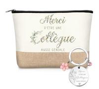 Blulu Cadeau pour Collègue Femme Trousse à Maquillage & Porte-Clés