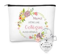 Blulu Cadeau Souvenir pour Collègue de Travail Femme - Trousse à Maquillage & Porte-Clés, Idée Cadeau d’Adieu, Changement de Travail, Départ à la Retraite, Anniversaire ou Noël pour Collègue