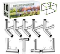 Blulu Lot de 10 fixations d'angle de cadre de golf de 1,9 cm avec boulons à œil filetés pour conduit Emt 3 x 3 x 3 m (L x l x H) - cages et filets de pratique pour arrière-cour intérieure et