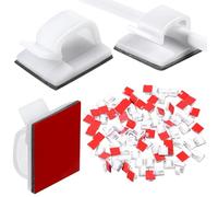 Blulu Lot de 100 Mini Clips de câble d'extérieur avec Rubans adhésifs - Clips de décoration - Crochets Autocollants - Support de Fil pour Noël et guirlandes Lumineuses (Moyen, Blanc)