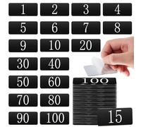 Blulu Lot de 100 plaques autocollantes numérotées en acrylique pour casier de 1 à 100, 6,1 x 2,5 cm