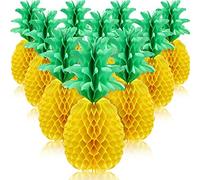 Blulu Lot de 12 centres de table en papier de soie en forme d'ananas - 35,6 cm - Décoration de table - Pour fête hawaïenne Luau - Pour anniversaire, mariage, maison