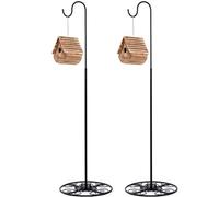 Blulu Lot de 2 crochets de berger réglables en fer noir de 86,4 à 139,7 cm pour extérieur et intérieur avec base pour mariage et maison (classique)