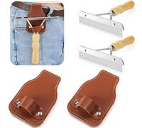 Blulu Lot de 2 supports de peigne en cuir et mini peluche pour animaux de compagnie