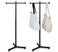 Blulu Lot de 2 supports de sac de courses robustes et réglables en métal chromé pour sac à main, salon, boutique, petite entreprise, 114,3 cm (2 pièces, noir)