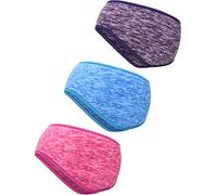 Blulu Lot de 3 bandeaux chauffe-oreilles - Couverture complète - Pour le sport et l'extérieur - Violet, bleu ciel, rose rouge