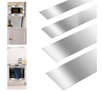 Blulu Lot de 4 bandes adhésives en acier inoxydable 304 pour cuisine, mur, four, micro-ondes, table de cuisson, 76,2 cm de long, 2,5 cm, 7,6 cm de large, 0,1 cm d'épaisseur