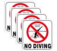 Blulu Lot de 4 panneaux de sécurité réfléchissants en aluminium avec inscription « No Diving Pool » - 15,2 x 15,2 cm