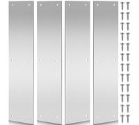 Blulu Lot de 4 plaques de porte en acier inoxydable de 40,6 x 10,2 cm avec 24 vis pour maison, bureau, intérieur, extérieur, résistant aux rayures, argenté