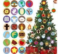 Blulu Lot de 50 décorations en bois pour arbre de Jesse - Symboles de calendrier de l'Avent en famille