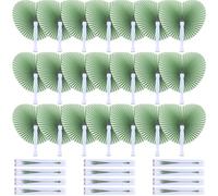 Blulu Lot de 60 éventails pliants en papier décoratif de mariage en forme de cœur - Décoration chinoise et japonaise - Pour invités de mariage, danse d'été, fête d'anniversaire - Vert sauge