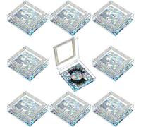 Blulu Lot de 8 boîtes de rangement 3D vides pour cils avec papier pailleté et plateau transparent pour femme (argenté)