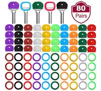 Blulu Set de Couvertures d'Étiquettes Couvertures de Couleurs Clés Capuchons de Touches Identificateur de Clé en Plastique Toppers Clé Anneaux pour Organisation des Clés Clé de Maison