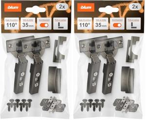 blum 2x charnière de meuble CLIP top BLUMOTION 110° I charnière à boîtier Soft-close 35 mm I embase en croix CLIP montable séparément, distance 0 mm | Réglage 3D façade | Onyx | Butée d'angle