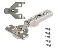 Blum 71T9550 Lot de 2 charnières pour porte épaisse, fermeture automatique, superposition complète, à visser avec plaque de montage décentrée 175L6600.22