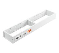 Blum AMBIA-LINE Organiseur de tiroir Acier 42×10×5 cm | Blanc soie | Support à plaque magnétique - aucun glissement | Range-couverts & séparateur de tiroir en acier
