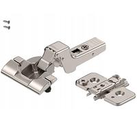 Blum Charnière de porte de placard Euro encastrée avec angle d'ouverture de 110° et clip sur le dessus Technologie BLUMOTION pour armoires sans cadre (comprend : 2 charnières, 2 plaques de montage de