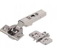 Blum ClipsTop BLUMOTION Charnières à fermeture amortie 110° avec plaques de montage pour armoires sans cadre - Revêtement complet, acier nickelé (2 charnières, 2 plaques)