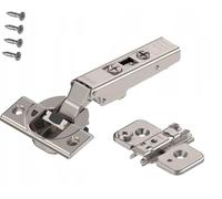 Blum ClipsTop BLUMOTION Charnières à fermeture amortie 110° avec plaques de montage pour armoires sans cadre - Revêtement complet, acier nickelé (2 charnières, 2 plaques, vis de montage)