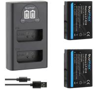Blumax - 2 Batteries Type Canon Lp-E10 À 1020Mah - Avec Chargeur Slim Dual Type Lc-E10E - Câble D'Alimentation - Compatible Avec Canon Eos 1100D/1200D/1300D/ Eos Rebel T3/T5/T6[Z602]