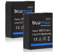 Blumax Batterie 1180 mAh pour GoPro Hero 3 Plus 3 +/3 noir, argent, blanc - AHDBT-201, AHDBT-301, AHDBT-302, AHBBP-301 , ACARC-001, AWALC-001