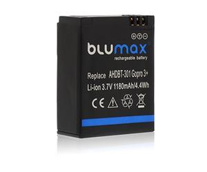 Blumax Batterie 1180 mAh pour GoPro Hero 3 Plus 3 +/3 noir, argent, blanc - AHDBT-201, AHDBT-301, AHDBT-302, AHBBP-301 , ACARC-001, AWALC-001