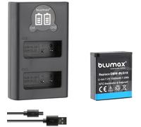 blumax Batterie de rechange pour Panasonic DMW-BLG10 / DMW-BLG10E [ 1000 mAh ] avec capteur NTC & boîtier V1 + mini chargeur double DMW-BLE9 E/BP-DC15 E
