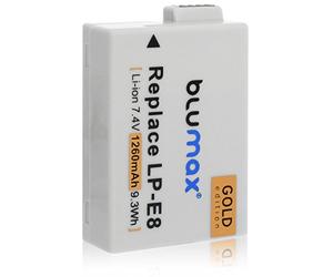 Blumax Gold Edition LP-E8 Batterie pour Canon EOS 550D 600D 650D 700D 1260mAh 7.4V 9,3Wh Plus de Puissance Que la Batterie d'origine