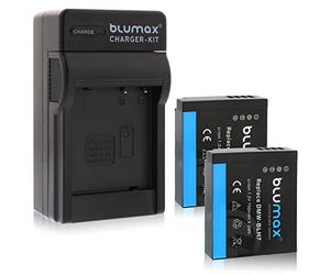 Blumax Lot de 2 batteries 700 mAh 7,2 V 5 Wh + bloc d'alimentation remplace Panasonic DMW-BLH7 / DMW-BLH7E / DMW-BLH7PP compatible avec Lumix DMC-GM1 / DMC-GM5 / DMC-GF7