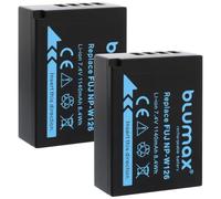 Blumax Lot de 2 batteries compatibles avec Fujifilm NP-W126s, 1140 mAh, Fuji NP-W126, pour X-A7 X-E5 X-H1 X-M5 / X-Pro3 X-T3 X-T30 III X-T200 / HS50EXR X100VI