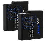 Blumax Lot de 2 batteries compatibles avec GoPro, 1250 mAh, 7, 6, 5, noir, 2018, AHDBT-801, AHDBT-501, AABAT-001, Hero7, Hero6, Hero5