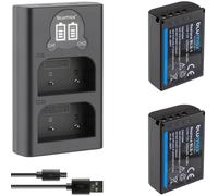 Blumax Lot de 2 batteries compatibles avec Olympus BLX-1 [2250 mAh] + chargeur double fin BLX1 pour OM-1 / OM-1 Mark II/OM-3 & OM Système OM-1
