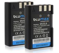 Blumax Lot de 2 batteries de rechange pour Nikon EN-EL9 / EN-EL9e / EN-EL9a 1 000 mAh - Compatible avec Nikon D40-D40X-D60-D3000-D5000