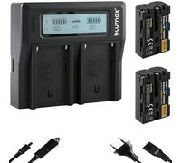 Blumax Lot de 2 Batteries Gold Edition - Remplace Sony NP-FM500H - 2040 mAh - Double Chargeur - Compatible avec Sony Alpha DSLR/SLT série Evo II a57