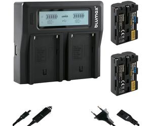 Blumax Lot de 2 Batteries Gold Edition - Remplace Sony NP-FM500H - 2040 mAh - Double Chargeur - Compatible avec Sony Alpha DSLR/SLT série Evo II a57