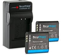 Blumax Lot de 2 batteries pour Olympus Li-90b / Li-92b 1100 mAh + chargeur | Compatible avec Olympus XZ-2 Tough TG-1 TG-2 TG-3 TG-4 TG-5 SH-50 SH-60 SP-100 EE Traveller SH-1 SH-2